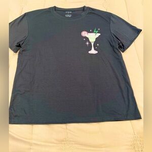 SHEIN t-shirt, gray with fun pink and green margarita design front and back.​